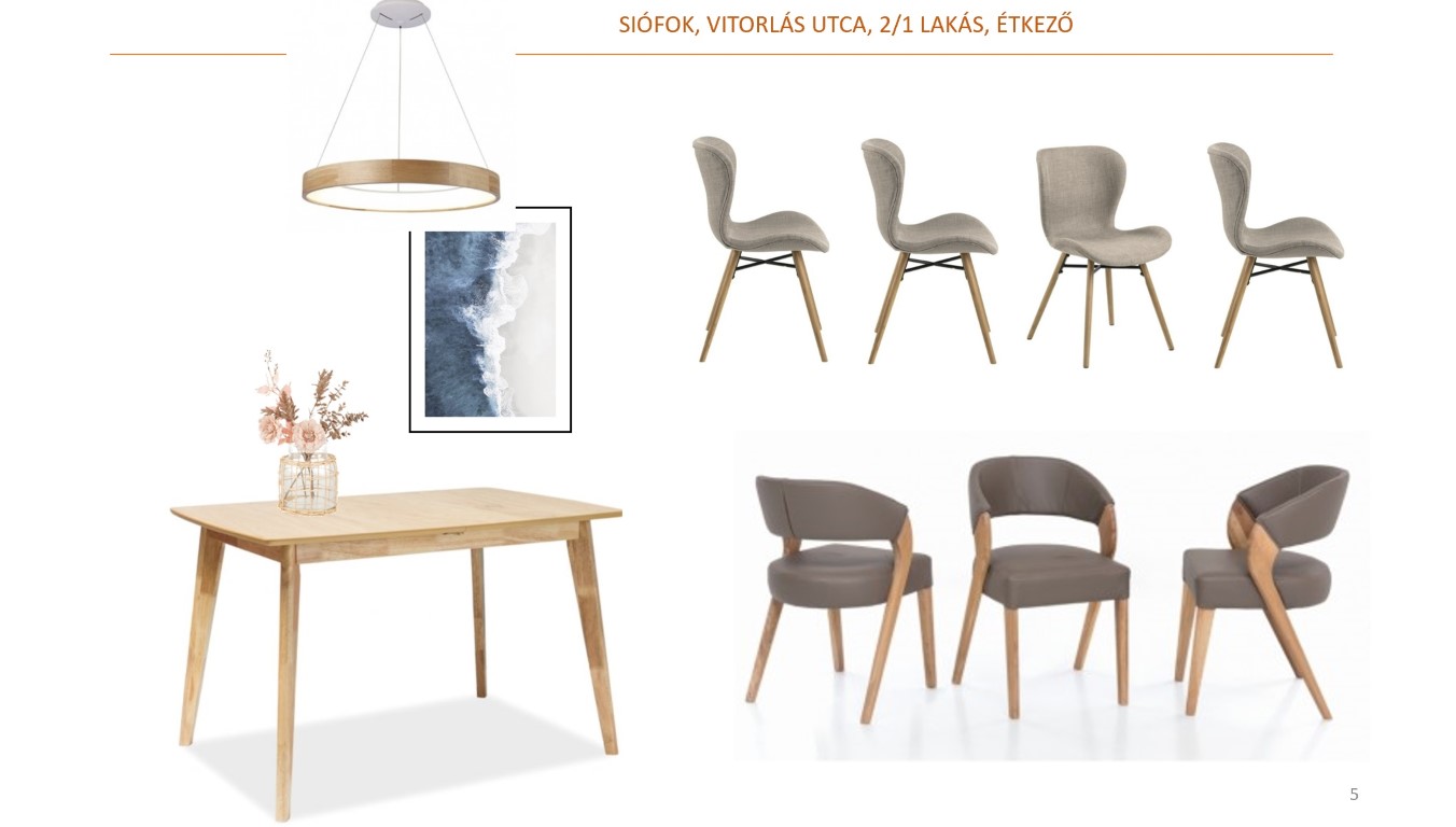 Két hálószobás kiadó lakás étkező terve